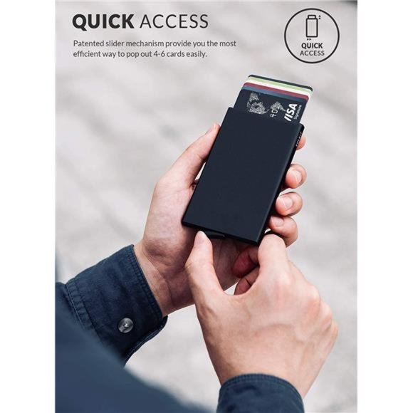 Pop Up Wallet, Slim Minimalist Credit Card Holder, Men and Women Mini Metal Case - Picture 5 of 6